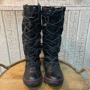 Pajar Canada Grip Tall Lace Waterproof Winter Boots black nylon  8  8.5